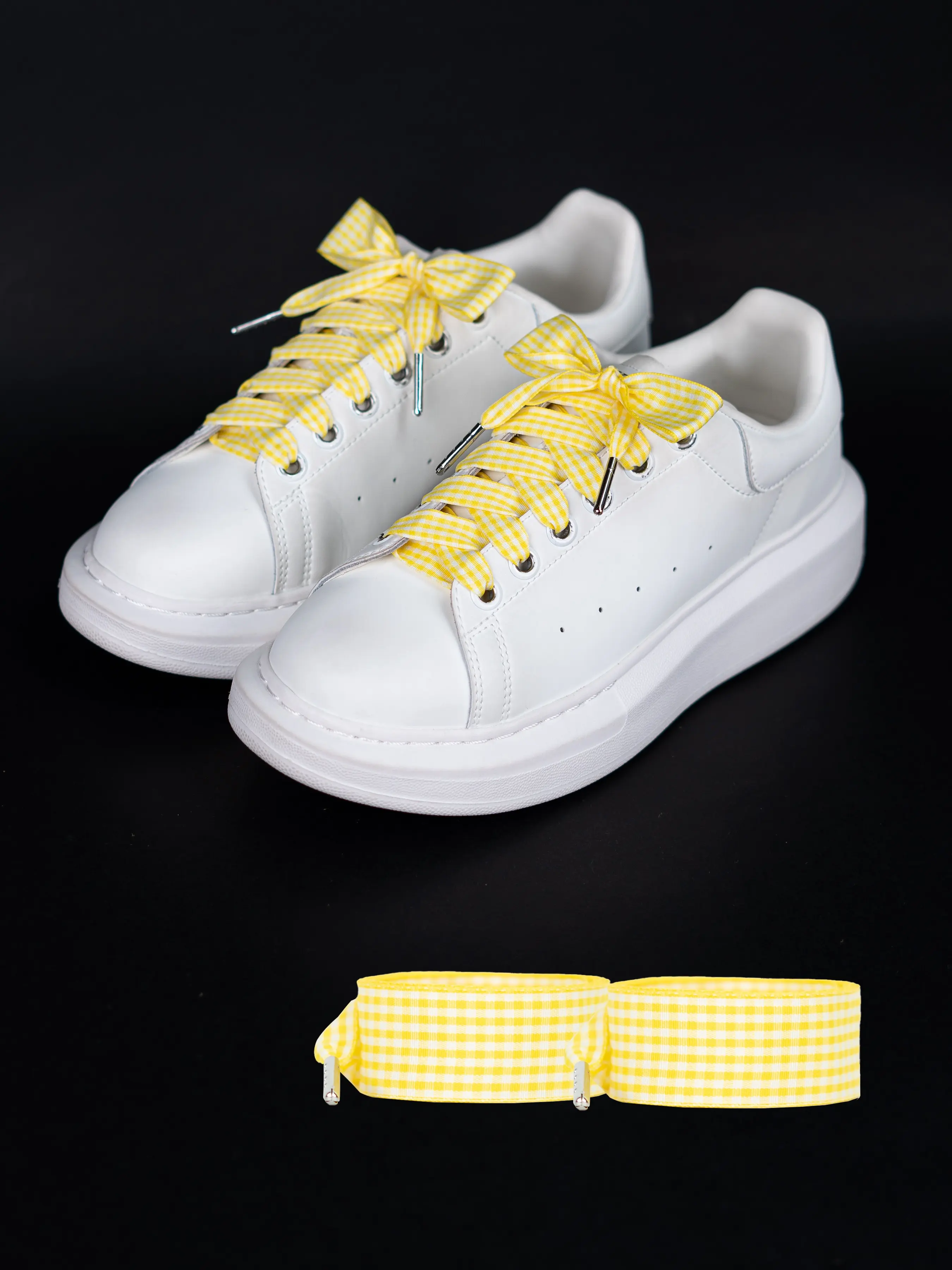 Cute Plaid Metal Head Shoelaces, Wide Casual Shoe Laces for Daily Use, Pair Pack, Fresh and Adorable Design