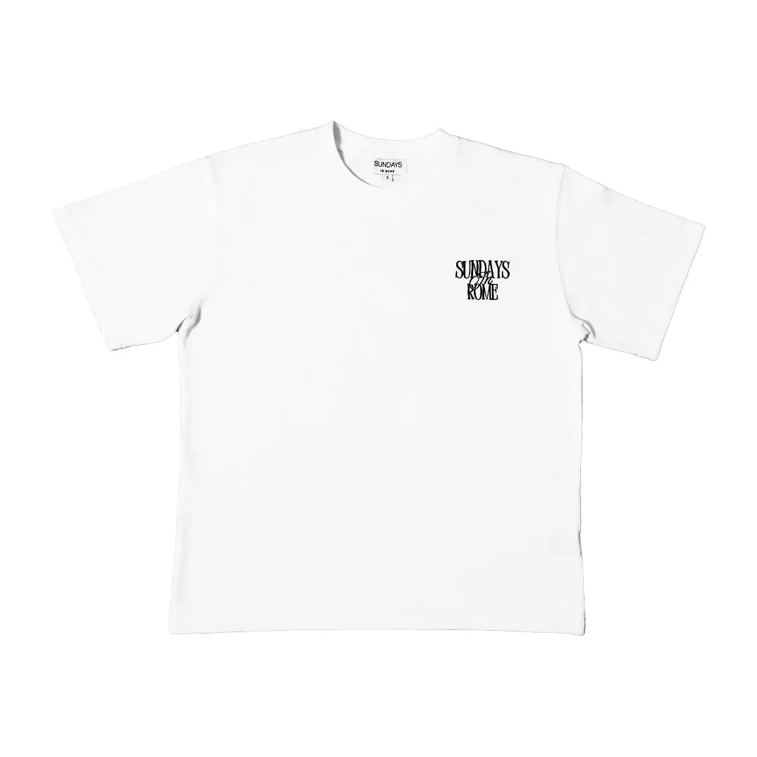 Sunday in Rome White Classic Crew Tee - Embroidered