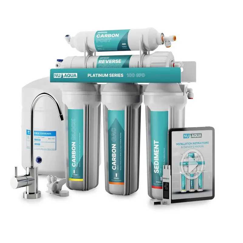 NU Aqua Platinum Series 5-Stage 100GPD Reverse Osmosis System for Pure and Crisp Water Filtration