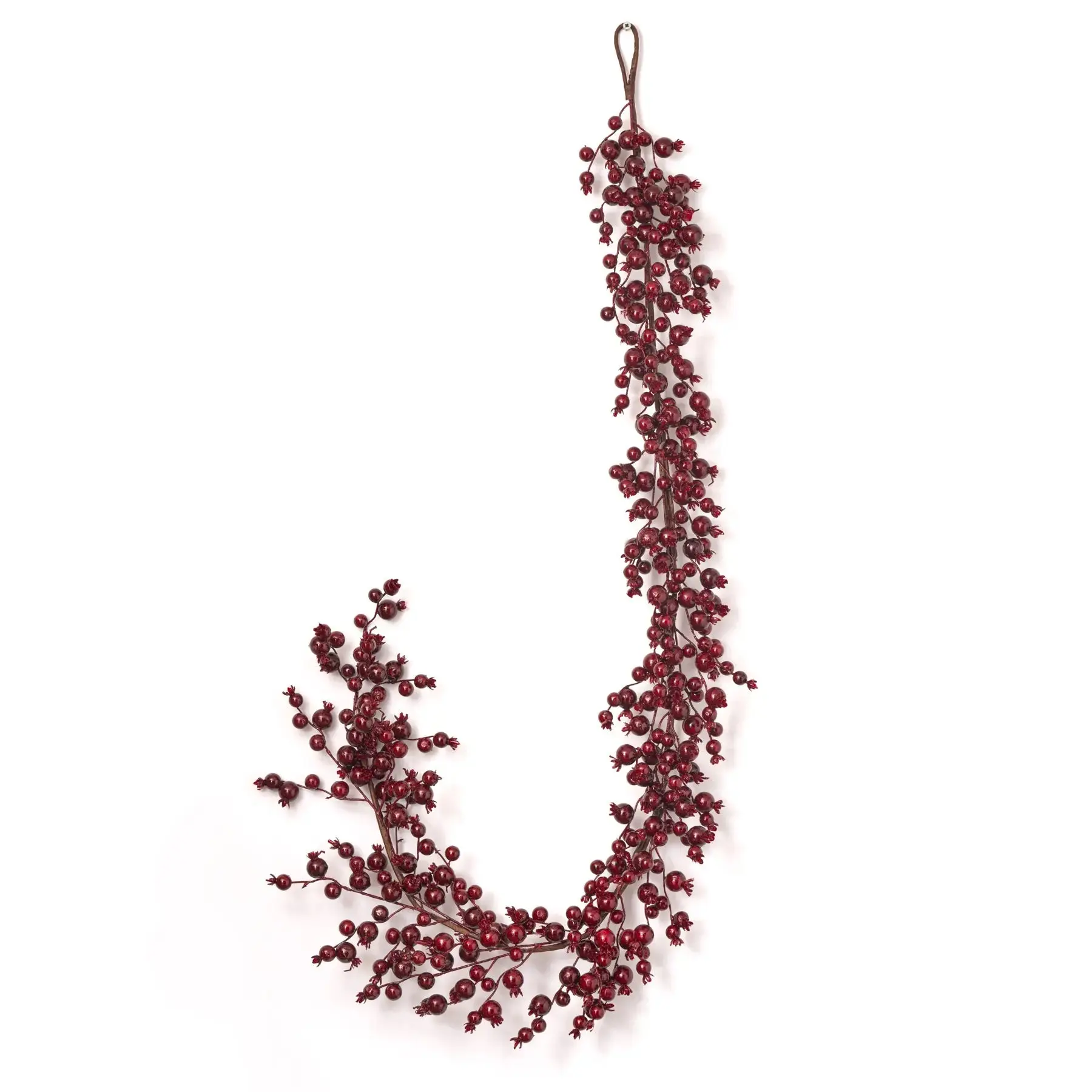 10-ft Waterproof Dark Burgundy Red Ridge Foam Berry Garland, Durable Imported Materials Festive Decor for Indoor Christmas Holiday Mantle & Table Runner, 10 Foot, Foam Berries