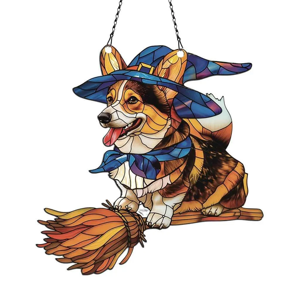 Azaad Apparel Corgi Halloween Ornament Acrylic Window Hanging; Gift For Corgi Lovers Gift, Halloween Home Wall Hanging Decor, Halloween Decorations