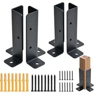 Outdoors & sports 4 PCS Adjustable Deck Post Anchor Base Brackets Fit 1.5x1.5,2x2,2x4,4x4 Post, Wood Fence Pergola Post Base Brackets Kit for Decking, Fencing, Pergola, Railing, Mailbox Mount, Patio Covers