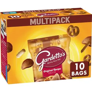 Gardetto's Original Recipe Snack Mix, Crunchy Breadsticks, Pretzels & Roasted Rye Chips, Kosher Snacks Multipack, 10 Single-Serve Bags, Individually Wrapped Party & Family Pack, 17.5 oz Bulk Box