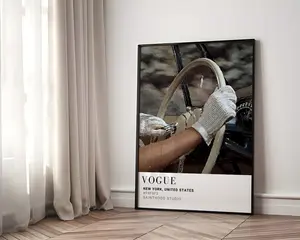 Woman Driving A Classic Car, Hypebeast Decor, Luxury Decor Decoration Gift Poster Glossy