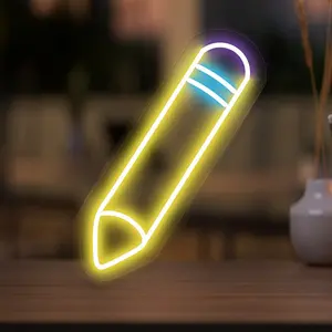 1pc Neon Pencil Sign, Adjustable Brightness, USB Powered | Perfect Decoration For Classroom, Study Room, Bedroom, Gift For Kids