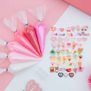 Pink Fairy Decoden Cream & 50 Charms Set, Fake Whipped Cream Glue With Resin Charms, Simulation Frosting Whipped Clay, Cute Craft Kit