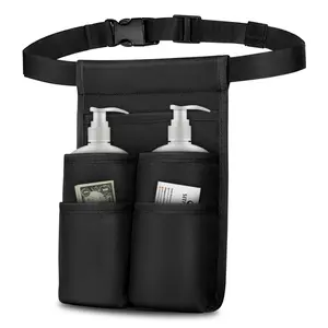 [Bag Only] Waist Massage Bag for 2 Bottles, Massage Lotion Oil Organizer Bag - Adjustable Belt, Splash-Resistant Fabric