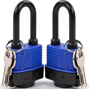 Heavy-Duty 44mm 1.75" Outdoor Padlock Keyed Alike, Water-Resistant Cover, Steel Lock with Same Key, Extra-Long Shackle Anti-Rust, Brass Cylinder for Boat Fishing Marine Fence