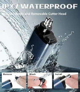 Nose Hair Trimmer for Men,  Rechargeable Trimmer, Painless Eyebrow Facial Hair Shaver, LED Display Nose Clipper, Waterproof Dual Edge Blades Clipper for Easy Cleaning