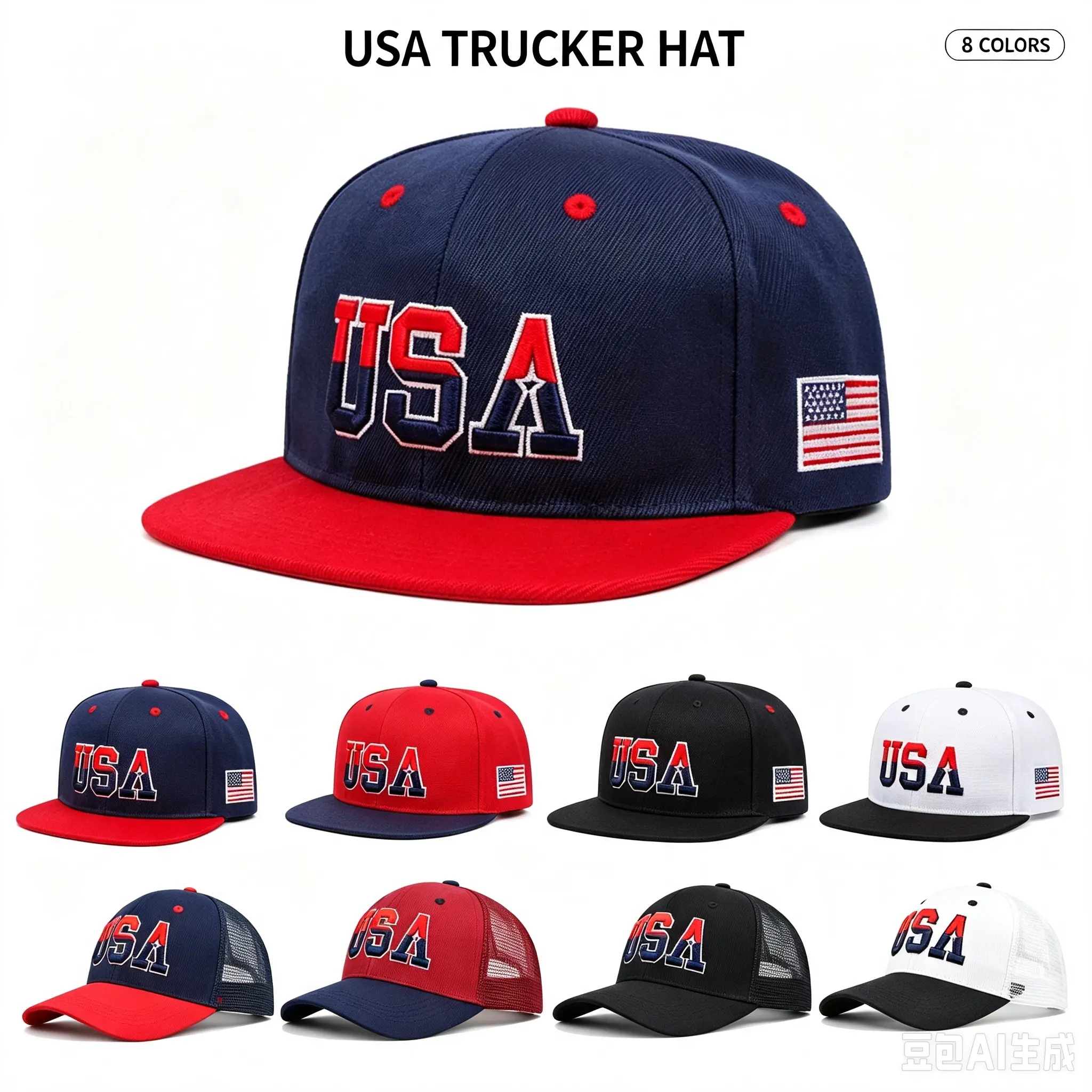 2026 New Fashion Patriotic Snapback Hat - USA Trucker Hat, Available, 3D Embroidered Mesh Baseball Cap, Adjustable Snapback Summer Outdoor Hat For Men Women