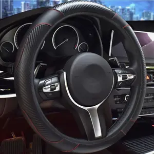 For Toyota Car 15'' Durable Leather Steering Wheel Cover Breathable Anti-Slip