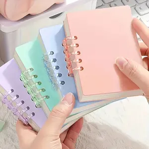 4-Pack A7 Spiral Notebook - Light Sugar Color, 86 Sheets Thick Paper, Portable Pocket Size, Elastic Closure, Simple Design, Suitable for Office, School, Travel, and Holiday Gifts (Halloween, Thanksgiving, Christmas)