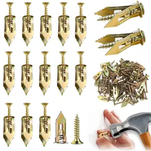 50/100 PCS Self Drilling Drywall Anchors with Screws Kit - Ancors and Screws for Heavy Duty, Metal Screw Anchors Kit, No Drill and Holes in Wall ,2025 Upgraded Zinc Plated Steel,No Drill Needed, Holds Up to 66LB on Walls, TikTokShopBlackFriday