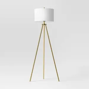 Threshold Ellis Tripod Floor Lamp Standing Light Drum Shade Brass 60" x17.5"