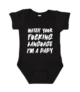 Watch Your F*cking Language Onesie, Pregnancy Announcement Gift, Cotton Baby Clothes, Funny Bodysuit