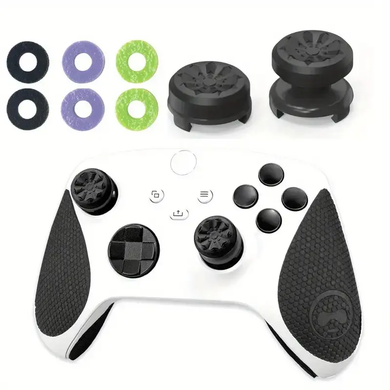 New Joystick Cap Combination Set for PS4&P55 - Controller Accessories, 6pcs Precision Rings + 2pcs Silicone Joystick Cap, Improve Precision & Easy to Install, Perfect Gifts for Game Lovers