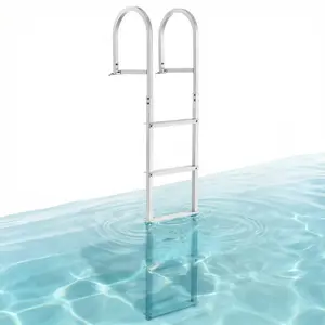 VEVOR Dock Ladder, Removable 5 Steps, 500 lbs Load Capacity, Aluminum Alloy Pontoon Boat Ladder with 3.1'' Wide Step & Nonslip Rubber Mat, Easy to Install for Ship/Lake/Pool/Marine Boarding