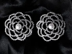 DNS WEAR Silver Pearl Flower Nippy Pasties - Women's Bra Accessories Womenswear Clear