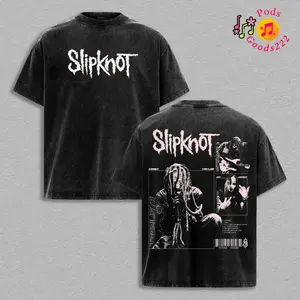 Men's Slipknot Corey Taylor Vintage Oversized Washed Classic Round Neck Menswear Apparel, Nu Metal Band Graphic Heavyweight Cotton Seamless Rock Streetwear T-Shirt, Summer Outfit Gift for Fans