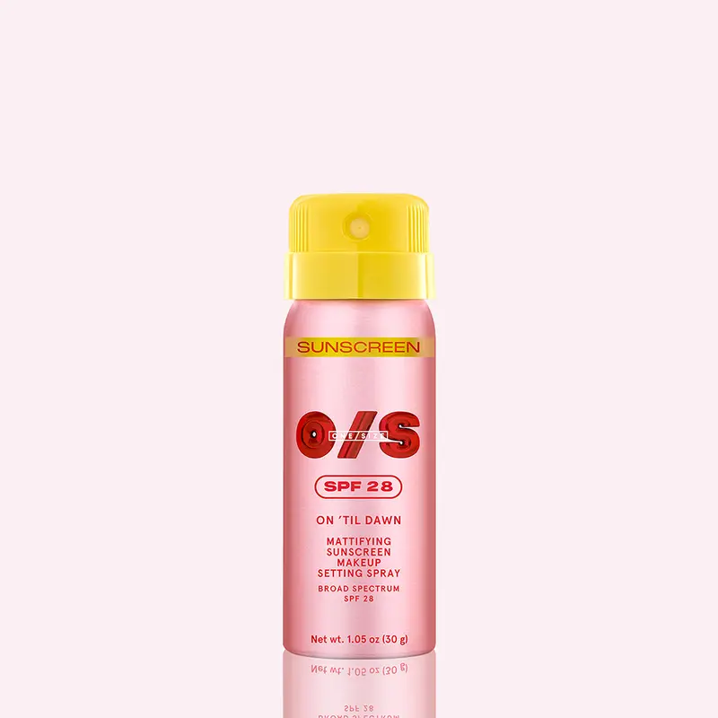 ONE/SIZE On ’Til Dawn Mattifying Sunscreen Makeup Setting Spray SPF 28 Travel Size 1.05 oz - Sets Makeup for 16hrs, Sweat Resistant, Water Resistant, Easy to Reapply