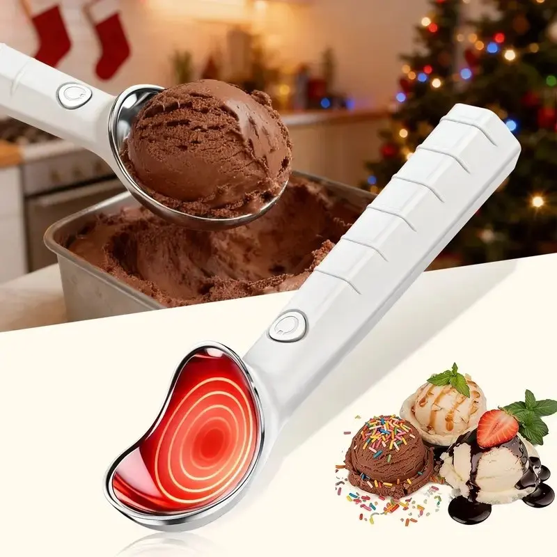 New Heated Ice Cream Spoon, USB Charging Stainless Steel Scoop, Self-Melting Automatic Ice Cream Fork, Ideal for Home Use, Dessert, Kitchen Gadgets, Ice Cream Scoops