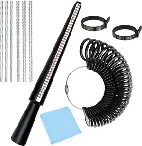 Ring Sizer Measuring Tool Kit, 27 count Plastic Measuring Ring Tool,  Ring Size 0-13 with Half Size, 2 count  Finger Size Tape for  Making, 6 count Ring Sizer Adjuster for Loose Rings