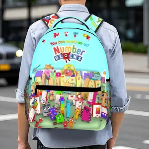 Lightweight number blocks Backpack Cute Cartoon number block Travel Casual Laptop Backpack Hiking Daypack with number blocks toys Funny Ugly Pattern for Anniversaries, Rave Gifts & Party Favors
