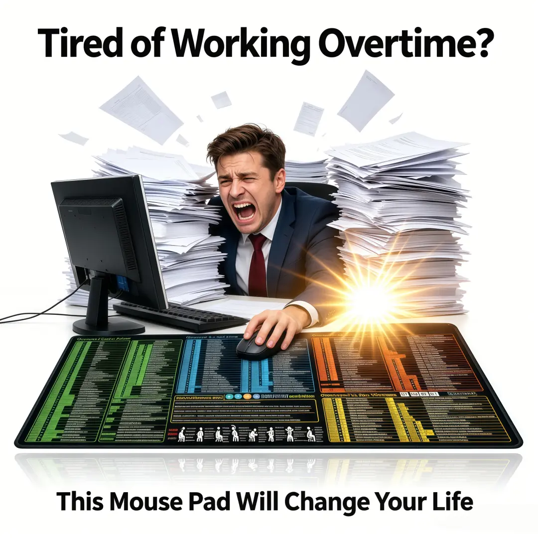 Excel/Word/Power Point/Windows Mouse pad,Non-Slip&Waterproof Large  Office pc Desk mat(XXL 35.4x15.8 in),Over 200 Keyboard Shortcuts Mousepad