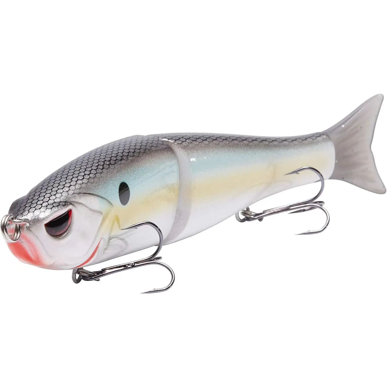 ABS Plastic Glide Bait Swimbait, Slow Sink Lure with Steel Joints, Realistic S-Wave Action and Vivid Eyes for Northern Pike & Bass Fishing - Ball Dia. 0.43in, 0.39in, 0.28in