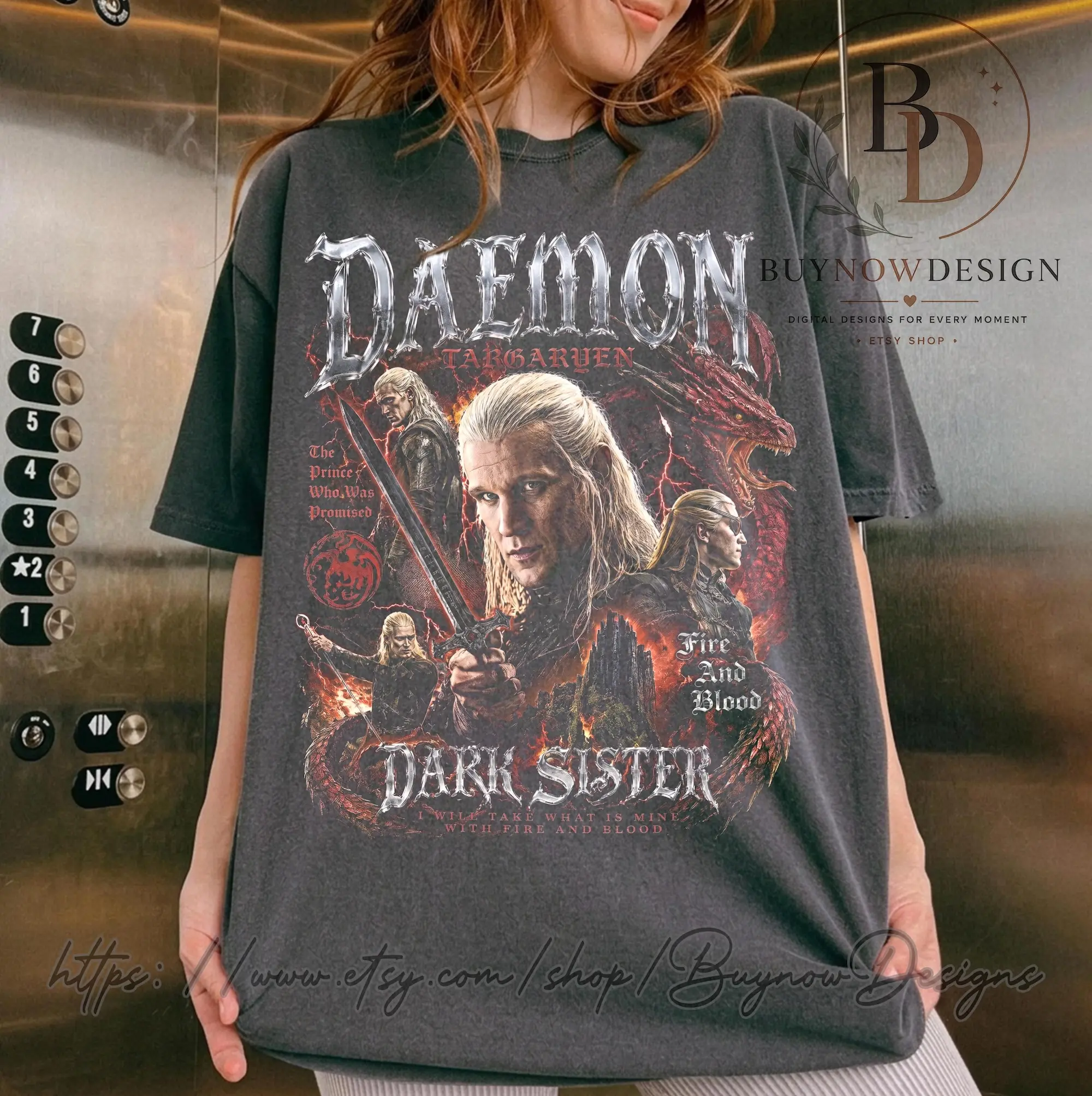 Daemon Targaryen Vintage Shirt, House of the Dragon Tee, Dark Sister Fire and Blood Merchandise, Premium Graphic T-Shirt, Gift for Fan