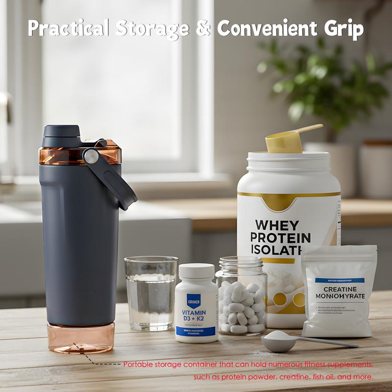 20 Oz Activate Shaker Bottle - Leakproof Insulated Stainless Steel Shaker Cup with Base Storage, Fast Flow Lid & Removable Strainer for Protein Shakes, Pre-Workout & Hydration (BPA-Free)