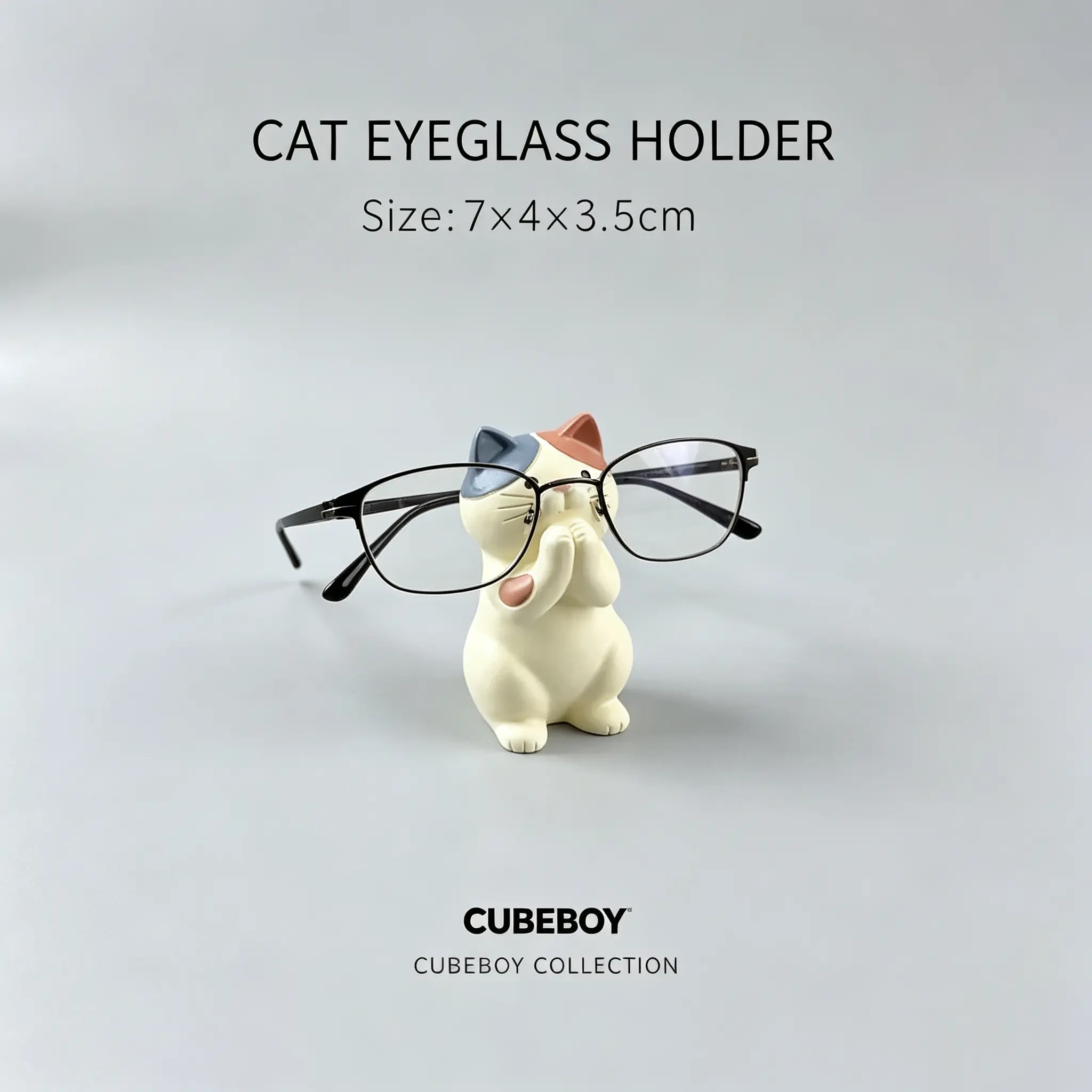 Cute Cat Resin Desktop Ornament - Glasses Holder, Phone Stand, Accessories, Japanese Birthday Unique Gift for Girls (Novelty Toy), Unique Gifts