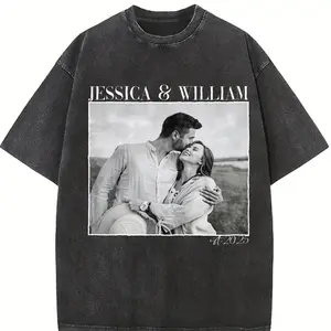 Personalized Couple Shirt, Custom Photo Engagement Comfort Colors Shirt, Vintage Couple Picture Shirt, Couple Gift, Wedding Anniversary Gift