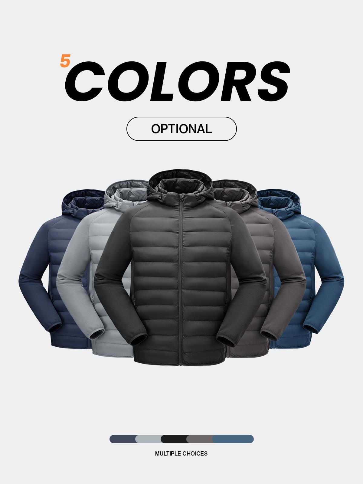 GOPUNE Men's Insulated Running Jacket Hybrid Lightweight Puffer Jacket Detachable Hood Warm Winter Coat Hiking Golf