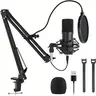 Professional USB Condenser Mic Kit with Boom Arm, Pop Filter, Singing Mic – 192KHz/24Bit for Podcast, Recording, Streaming, Podcasting, Music, Recording Studio Equipment