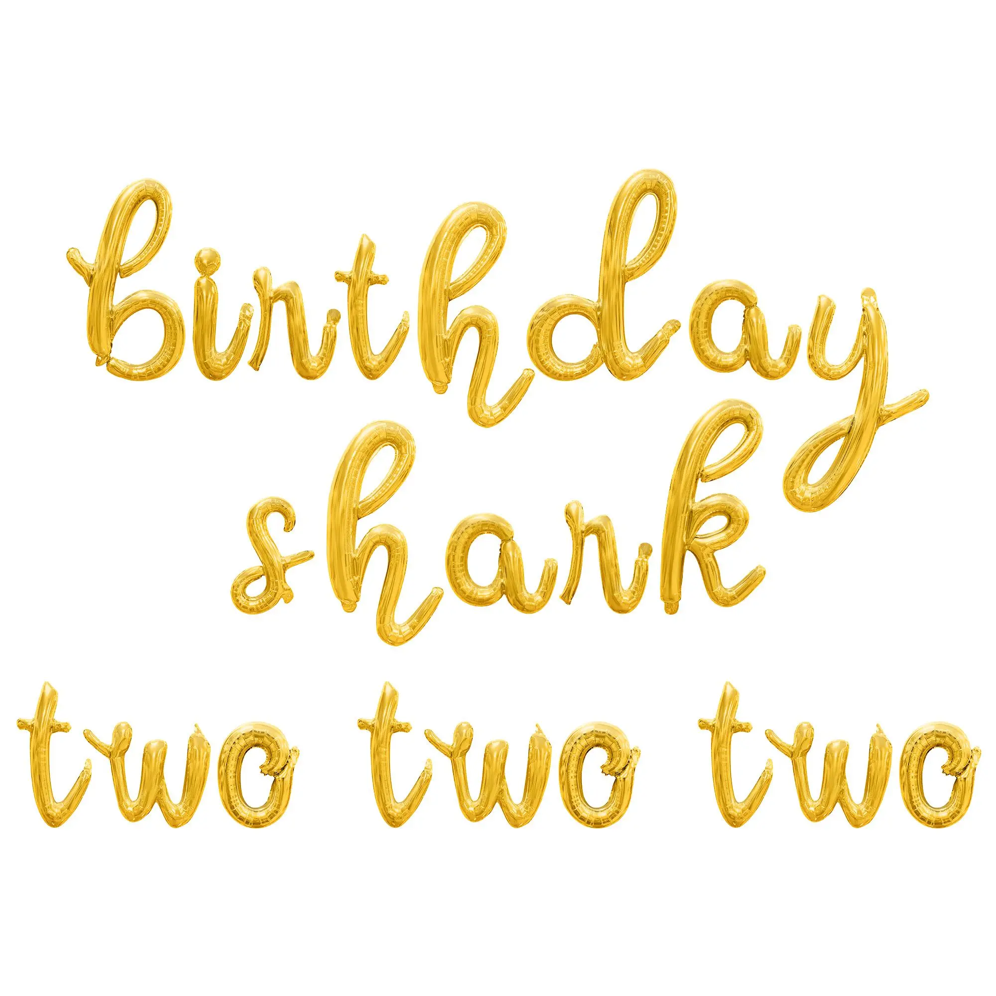 Cursive Script Letter Balloons - BIRTHDAY SHARK TWO TWO TWO 16" Inch Alphabet Letters Foil Mylar Balloon 2nd Birthday Party Banner