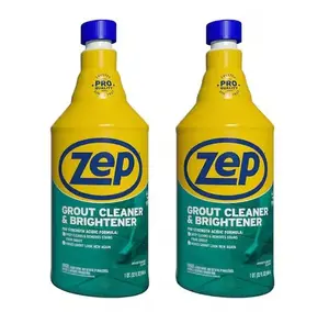 ZEP 32 fl. oz. (2 Pack) Grout Cleaner and Brightener Household, Industrial Grout Cleaner, Commercial Grout Brightener, Deep-Seated Stain Remover, Grout Color Restorer, Renew Old Grout, Safe on Tile Surface, Heavy-Duty Acid Cleaner.