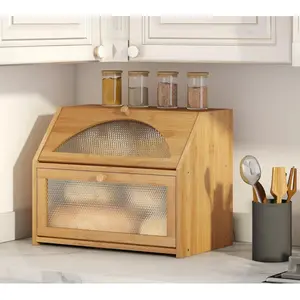 Bread Box,   Bread Box for Kitchen Counter, Double-layer Bread Storage Bin,  glass with  Patterns (, Large)