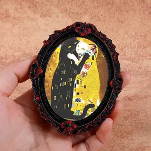 Funny Cat Refrigerator Magnet, Oval Frame Magnet, Creative Mini Decorative Magnet, Home & Festival Decoration, Great Holiday Gift