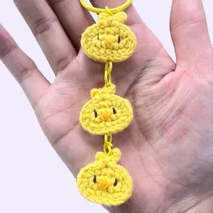 Handmade Amigurumi Crochet Triple Duck Head Keychain Bag Charm