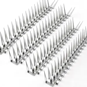 Bird Spikes 1.5M Stainless Steel Bird Deterrent Spikes for Outside Pigeon and Small Bird Control Easy to Install for Fence Roof Window 5 Strips 5 Feet Coverage