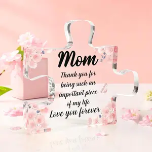 Christmas Gifts for Mom, puzzle Shaped Acrylic Block for Mom, Acrylic Desktop Ornament, Mom Christmas Gifts,  Mom Birthday Gifts Mother's Day Gifts from Daughter Presents for Mom