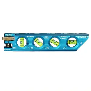 LevTech E55 Electrician's Conduit Bending Level Blue 6" Magnetic Pipe Level with 4 Rare Earth Magnets & Chamfered Brass Screw for Unmatched Accuracy