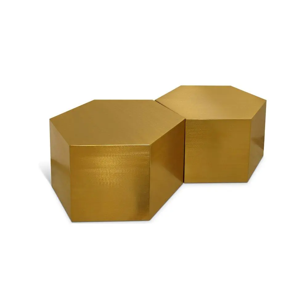 Hexagon Brushed Gold Coffee Table