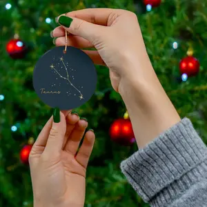 Zodiac Sign Sagittarius Taurus Aries Leo Ceramic Christmas Ornament, Zodiac Virgo Cancer Pisces Capricorn Christmas Gift, Gemini Ornament