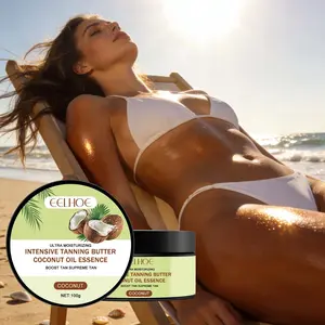 Self Tanner Cream for Bronze Glow Skin Sun-kissed Look Natural Hydrating Soft Focus Finish Coconut Scent Body Tanning Cream Vacation Tan
