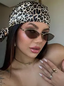 Women's Fashion Eyewear Accessories, Uv400 Protection Metal Frame Glasses, Decorative Lens, Casual Style Travel Sunglasses for All Seasons