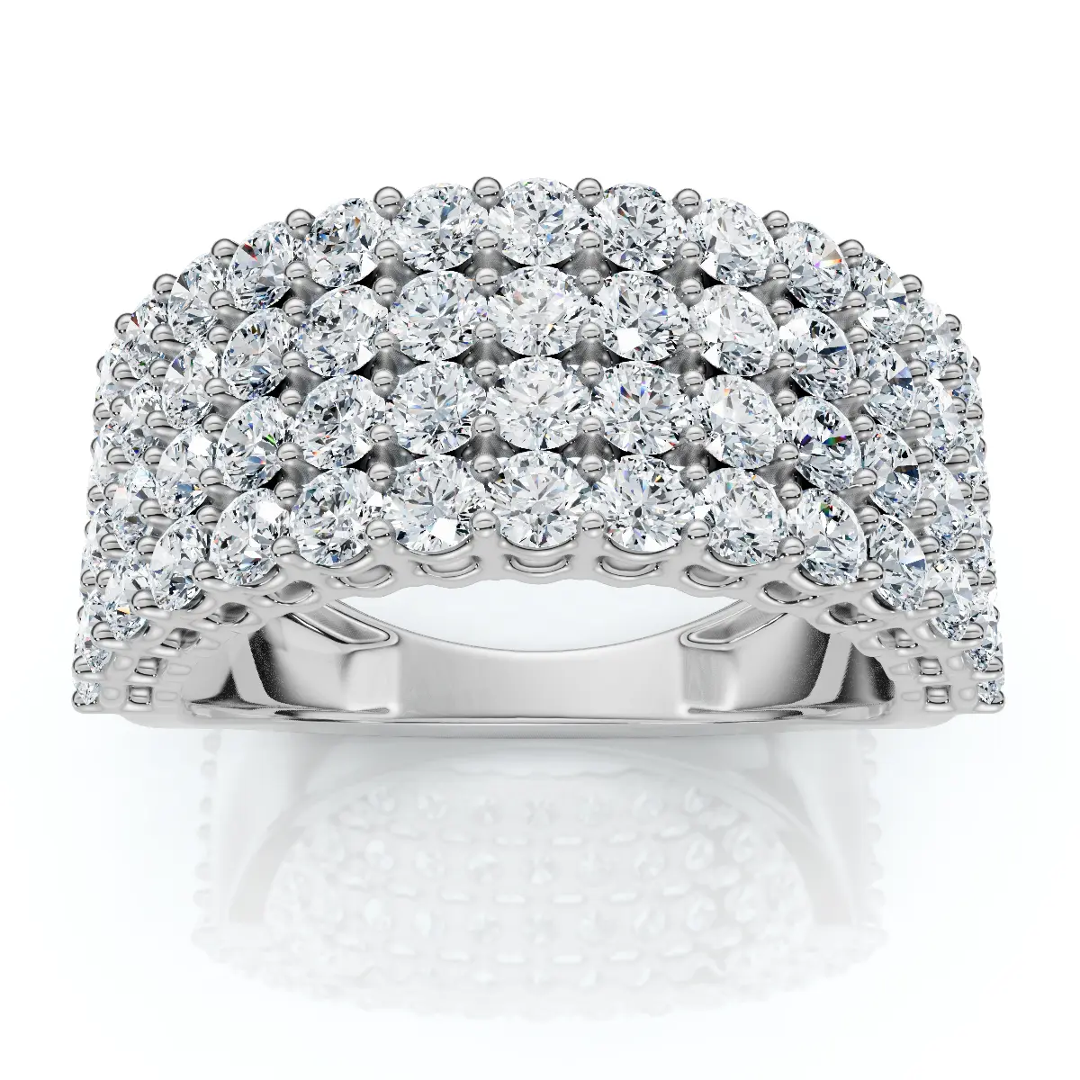 3Ct Diamond Wide Four Row Anniversary Ring Gold Lab Grown