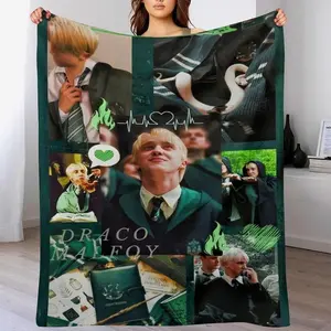 Draco Movie Actor Malfoy Blanket Super Soft Warm Flannel Blanket for Bedroom Living Room Sofa Four Seasons Perfect for Napping Home Decor Bedding Artwork