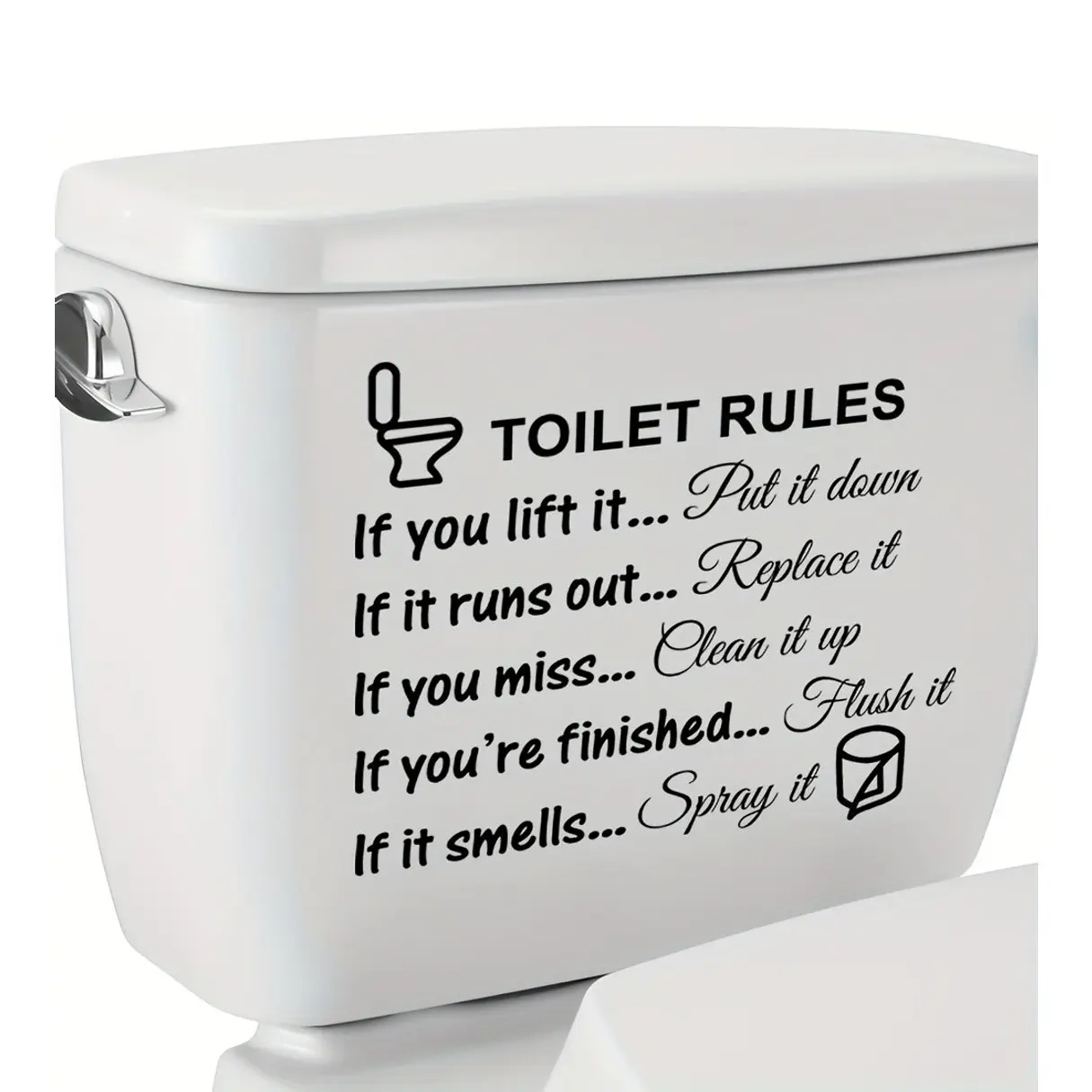 Self-Adhesive Toilet Rules Wall Decals | Funny Bathroom Quotes Decor, Easy Peel & Stick, Removable Art for Home, Apartment & Holiday Gifts, Decorative Stickers, Household Decoration Supplies